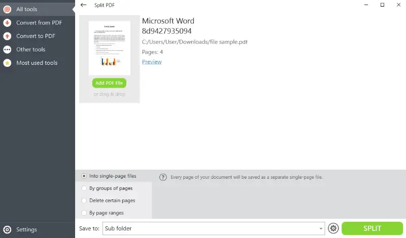 Split PDF in PDF Candy Desktop