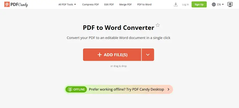 Insert PDF into Word document with an online converter